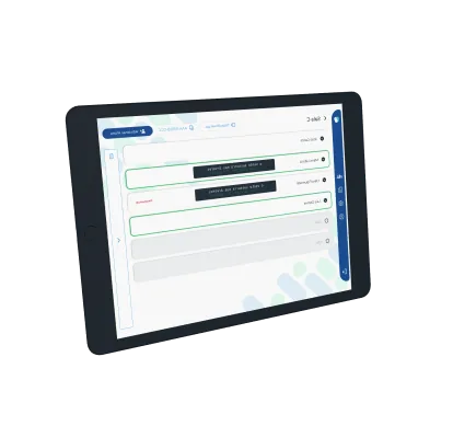 App Sala Braille exibido em um tablet inclinado